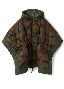 Girls | Poncho with Drawstring | Green Mimetico