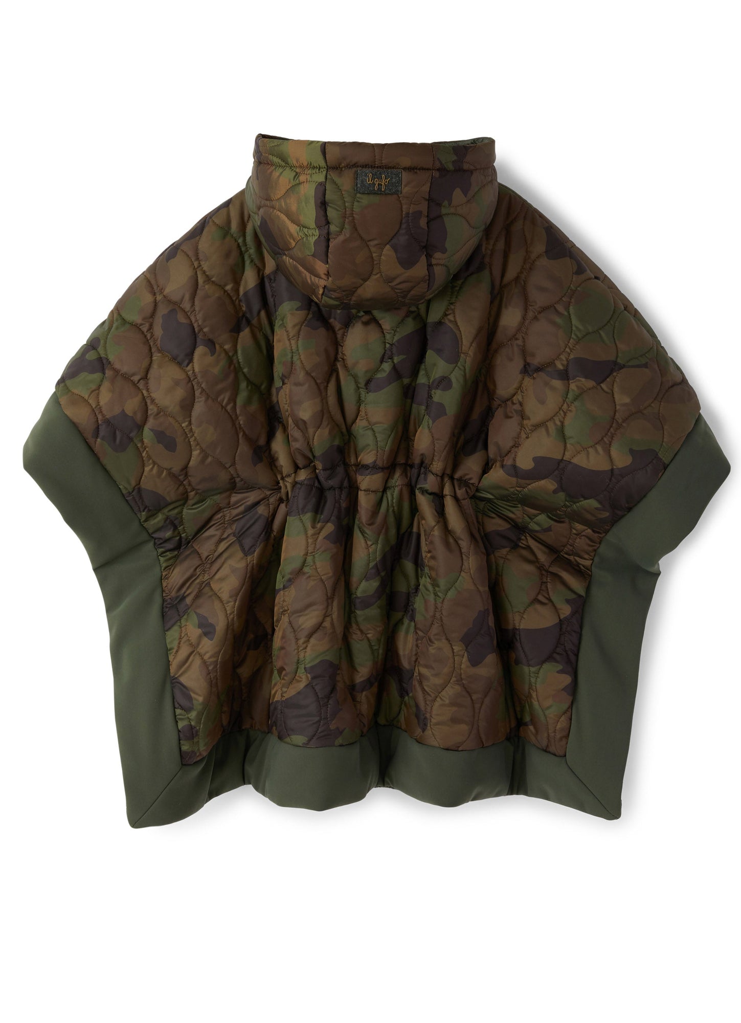 Girls | Poncho with Drawstring | Green Mimetico