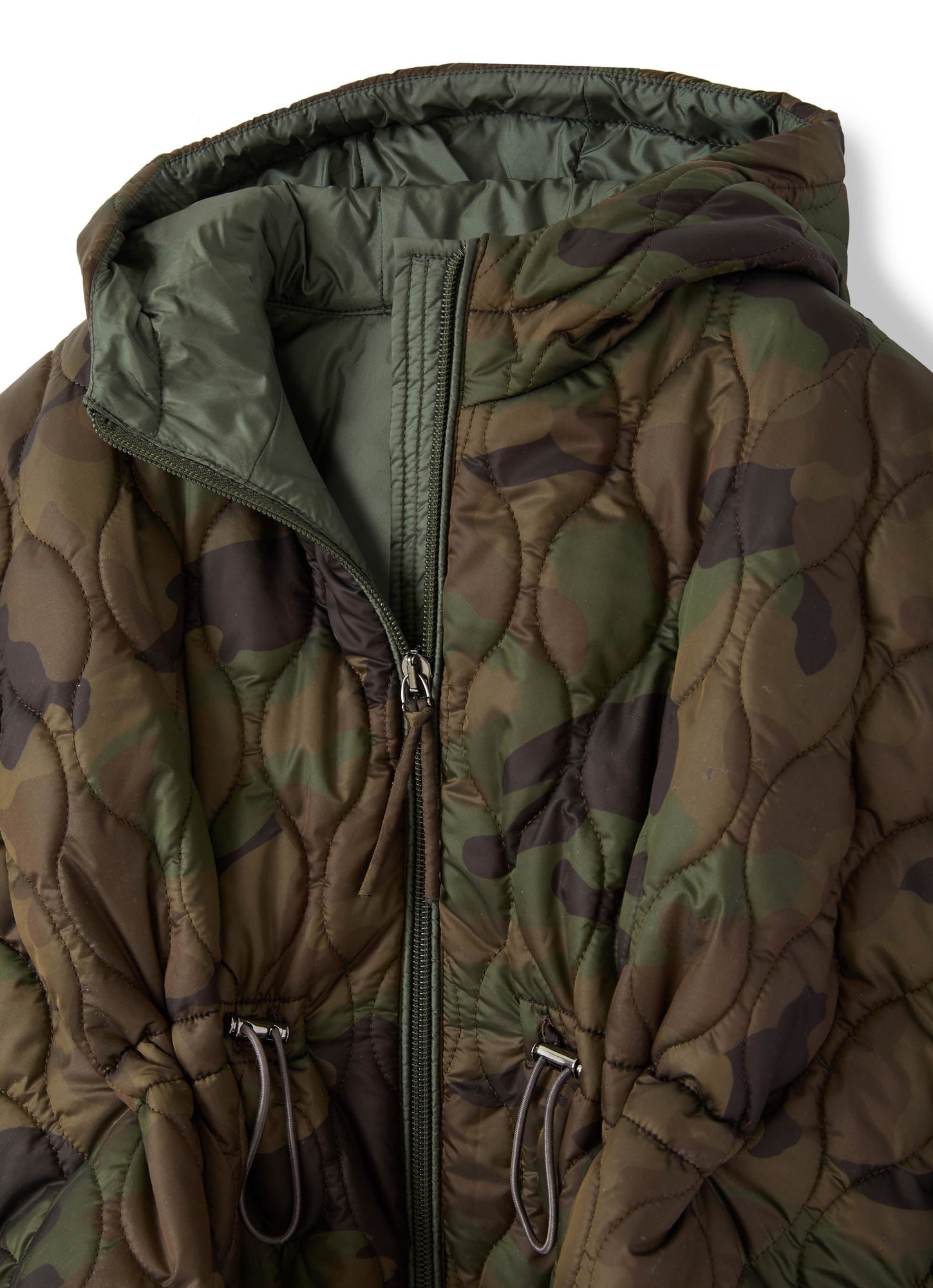 Girls | Poncho with Drawstring | Green Mimetico