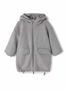 Girls | Long Knit Jacket Lame Effect | Nickel Grey