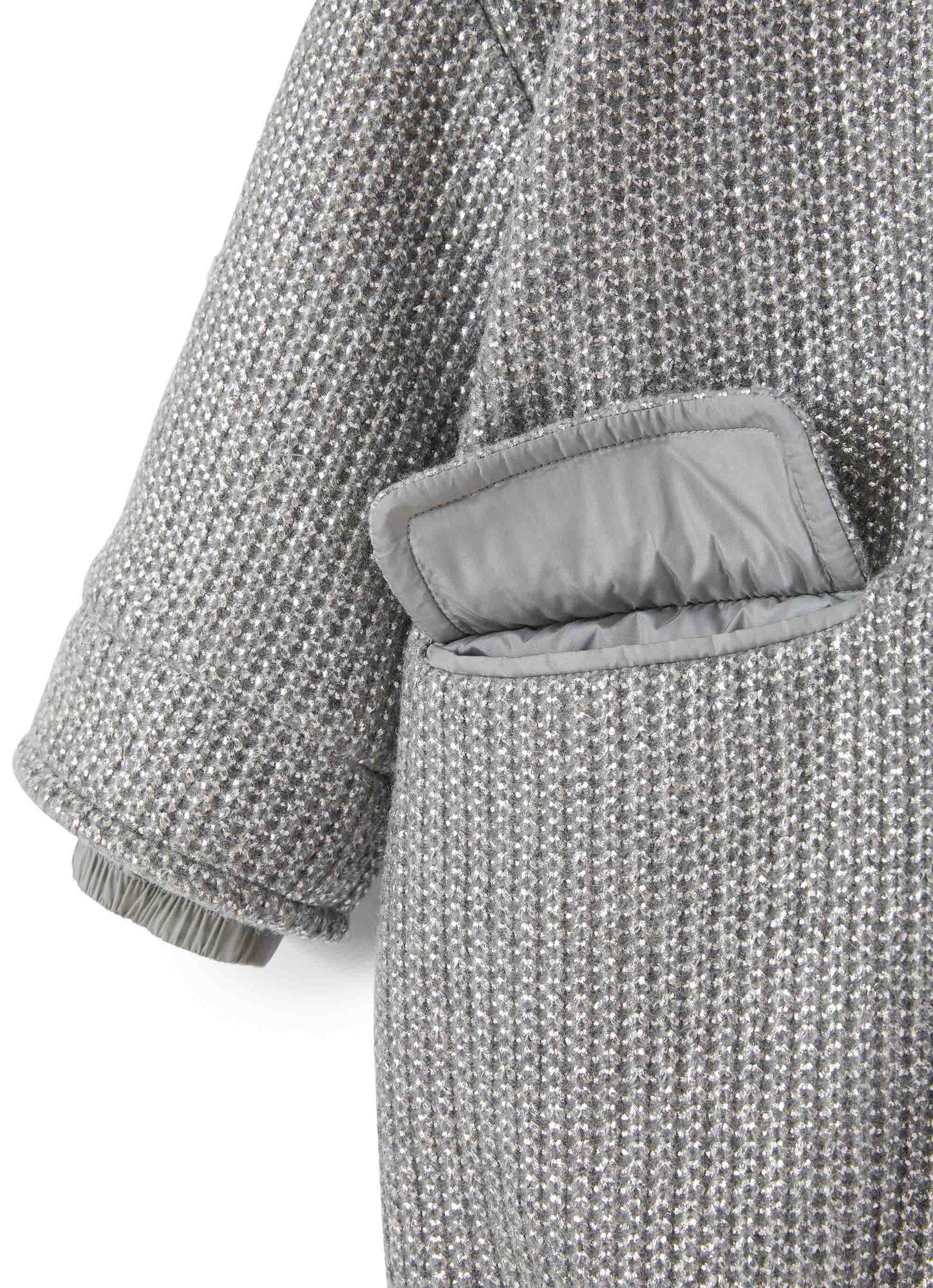 Girls | Long Knit Jacket Lame Effect | Nickel Grey