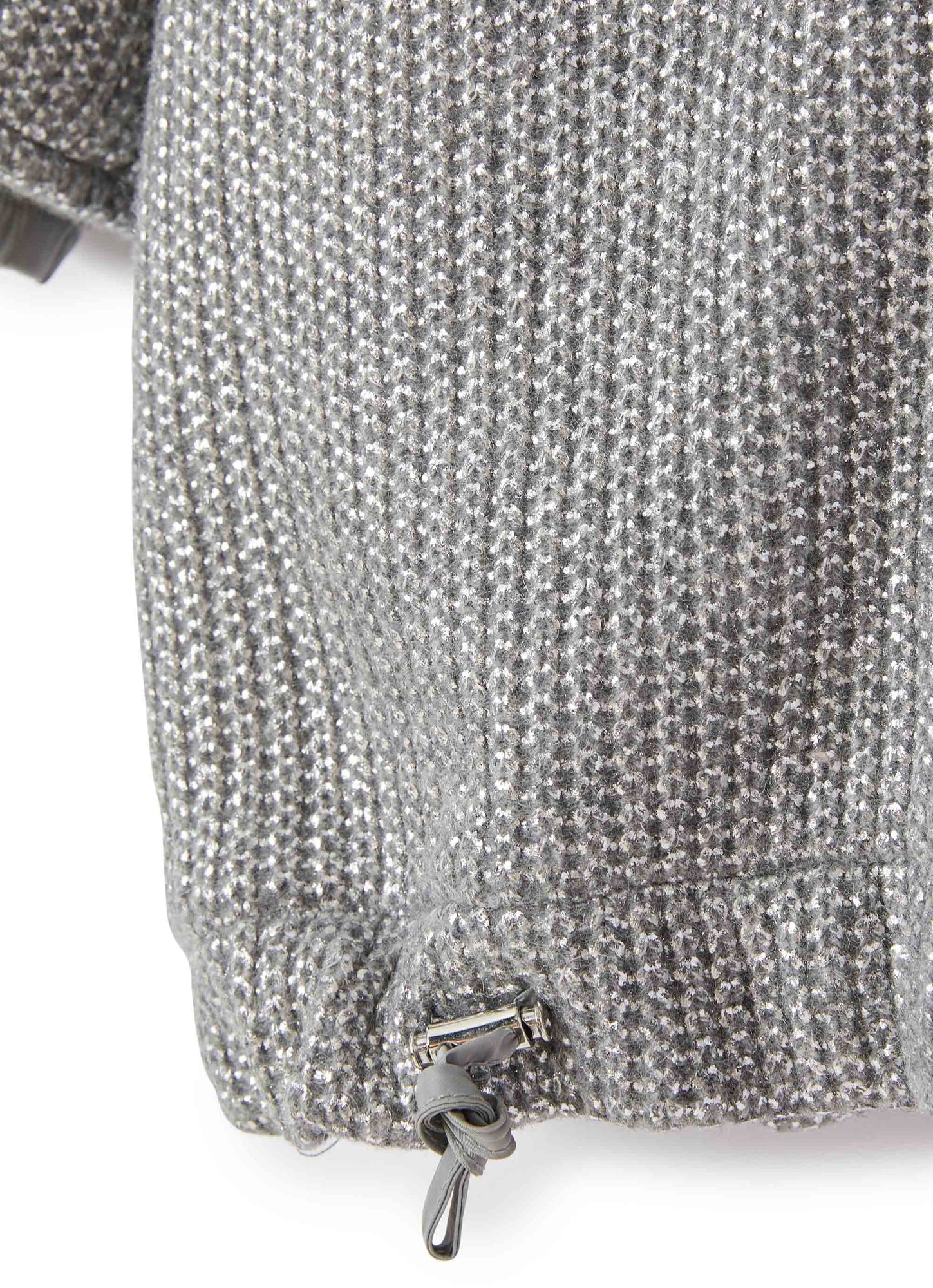 Girls | Long Knit Jacket Lame Effect | Nickel Grey