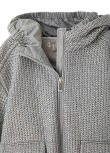 Girls | Long Knit Jacket Lame Effect | Nickel Grey