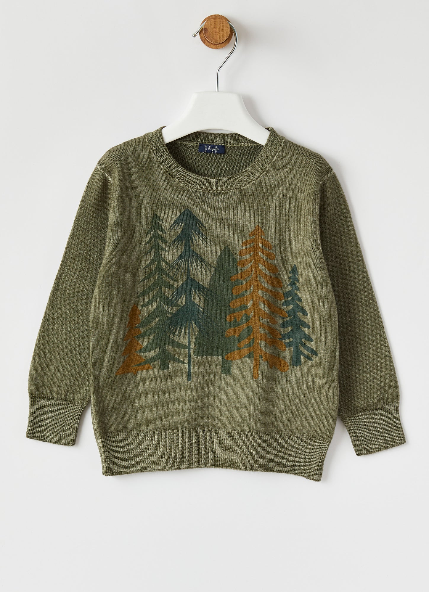Wool Sweater with Print | Fir Green