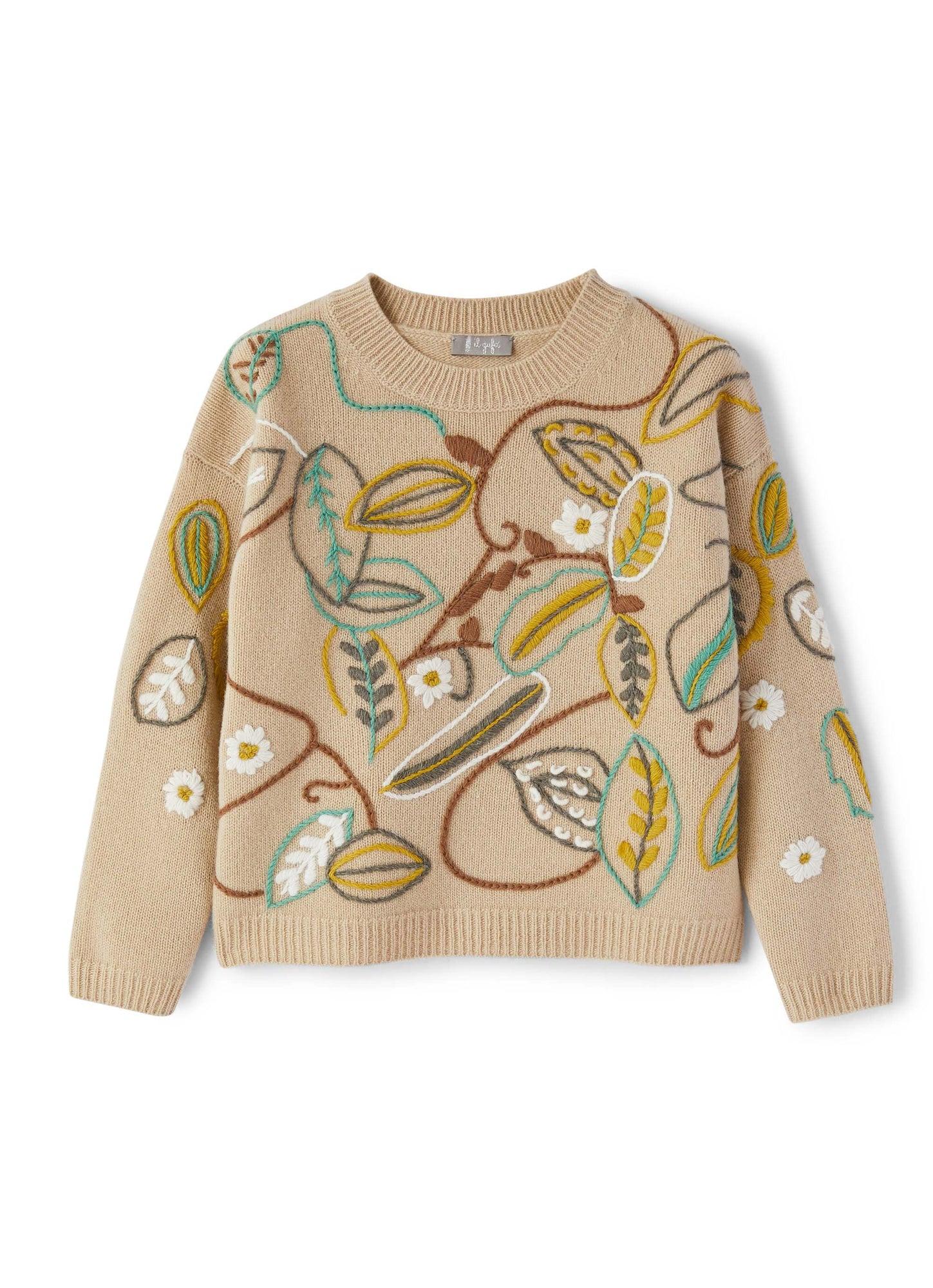 Girls | Crewneck Sweater with Hand Embroidery | Birch
