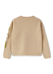 Girls | Crewneck Sweater with Hand Embroidery | Birch