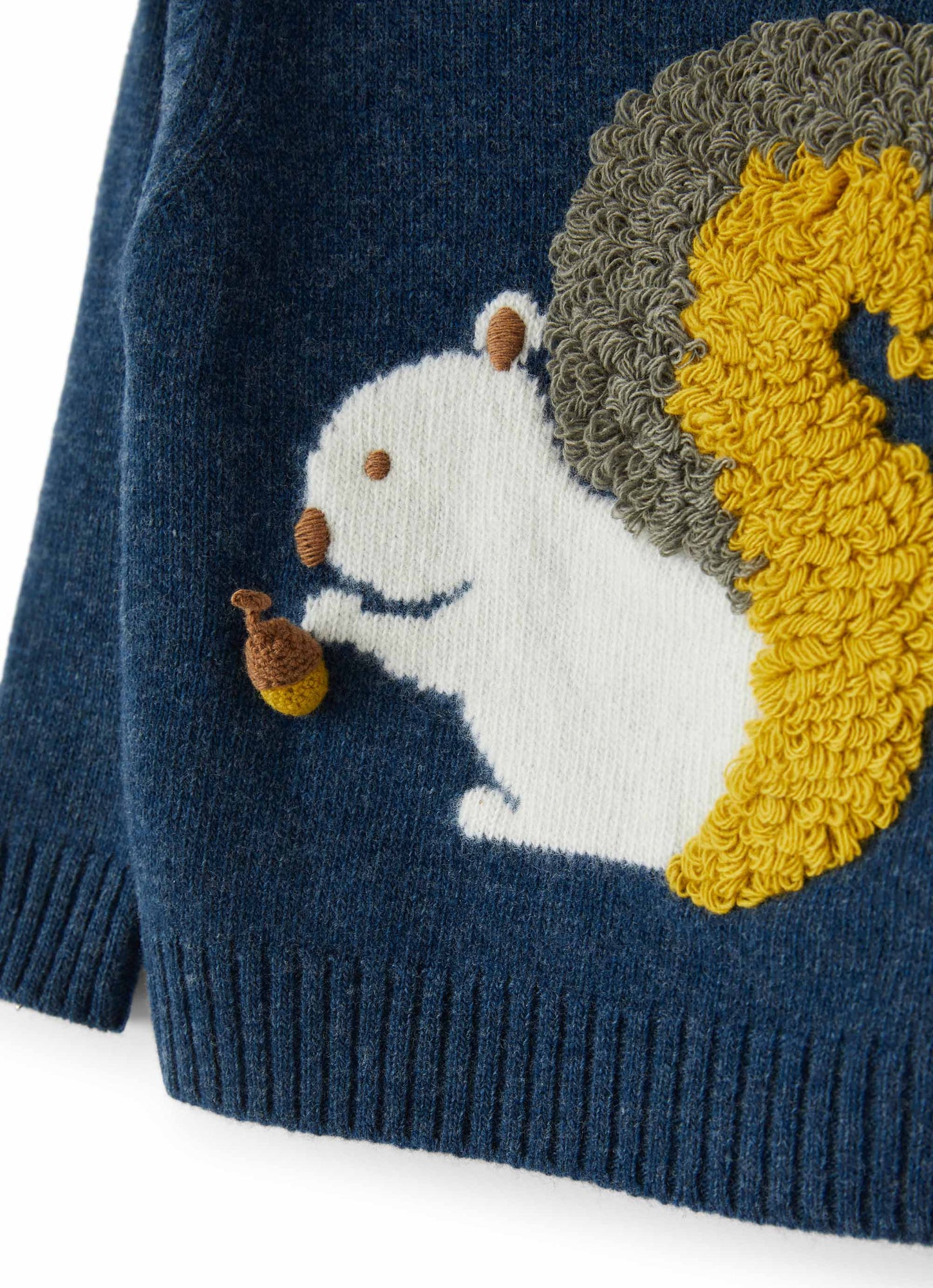 Boys | Wool Sweater with Squirrel | Mirtillo Abete Argenteo