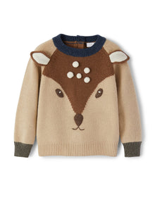 Baby Boys | Sweater with Inlaid Fawn | Betulla Faloria