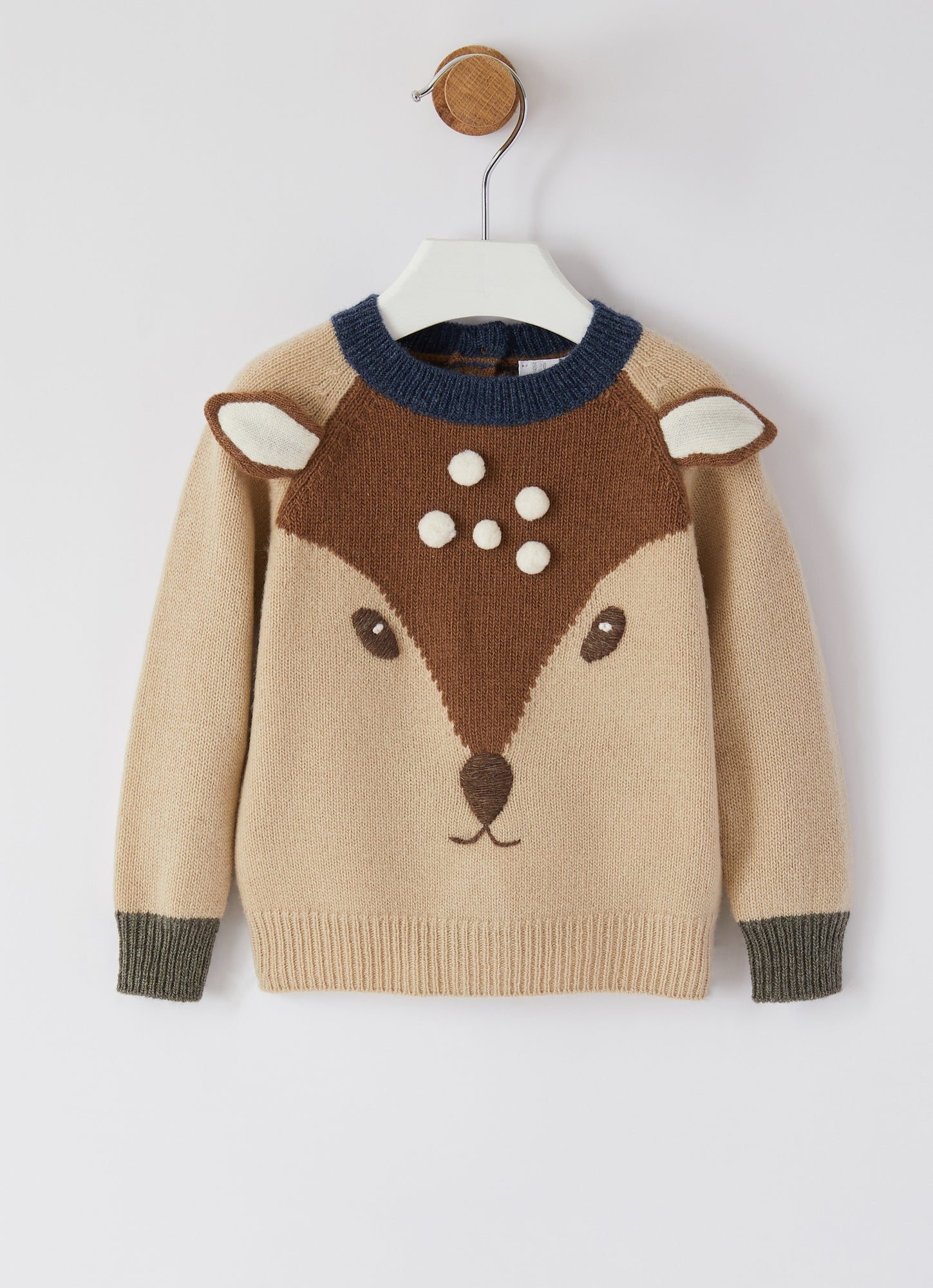 Sweater with Inlaid Fawn | Latte/Betulla
