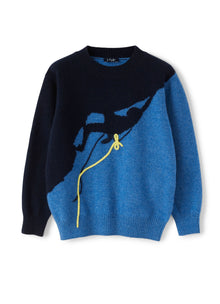 Boys | Colour-Block Sweater with Climber | Blue Light Blue