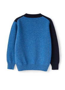Boys | Colour-Block Sweater with Climber | Blue Light Blue