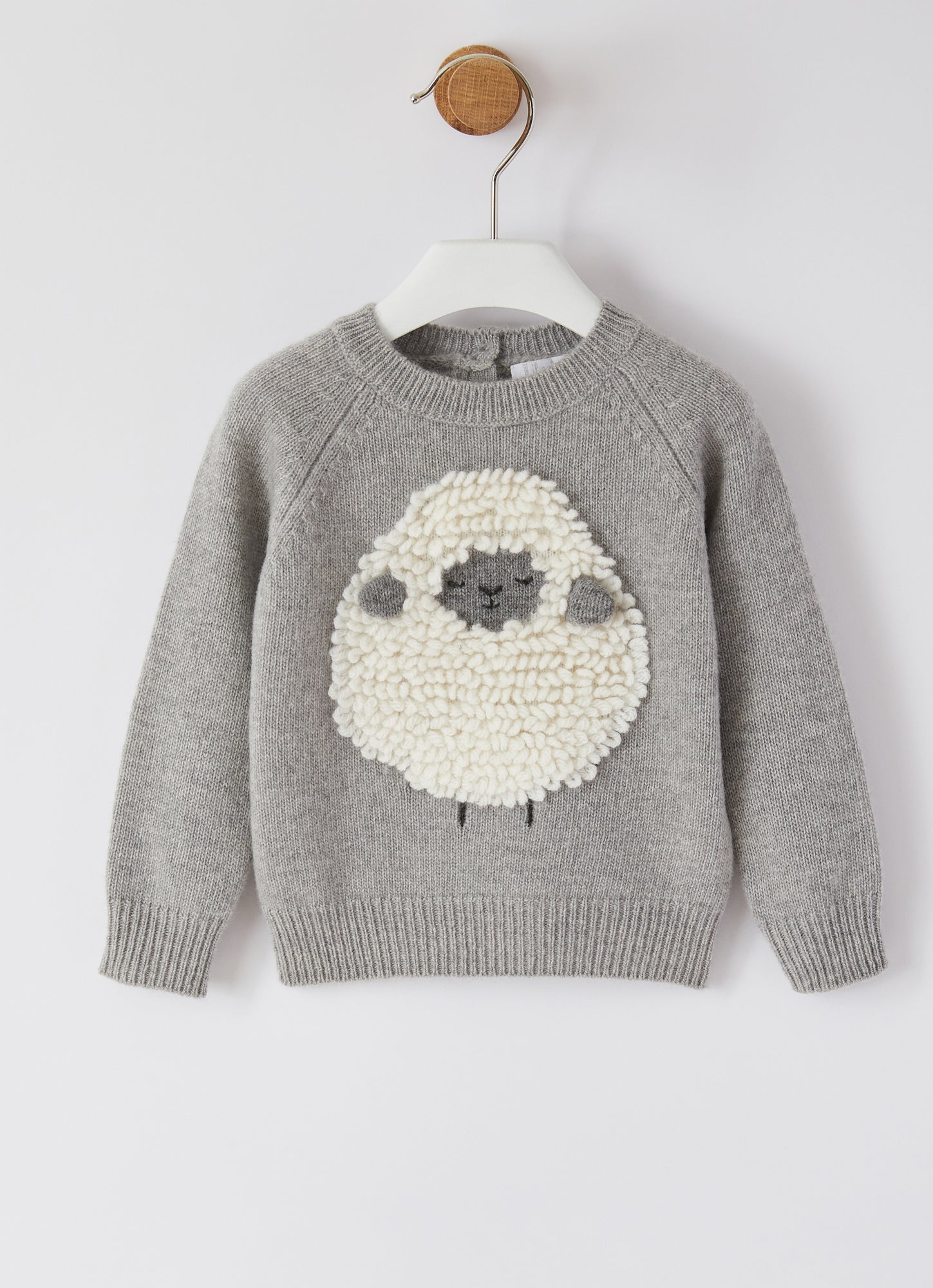 Wool Sweater with Sheep | Cloud Grey