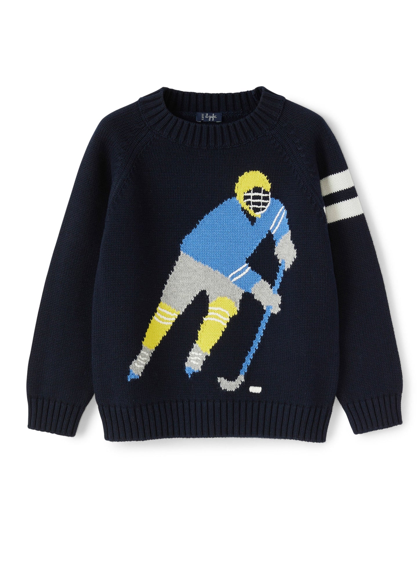 Boys | Cotton Shirt with Hockey Player | Blue