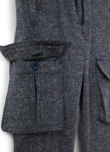 Boys | Buttoned Tweed Cargo Pants | Blue