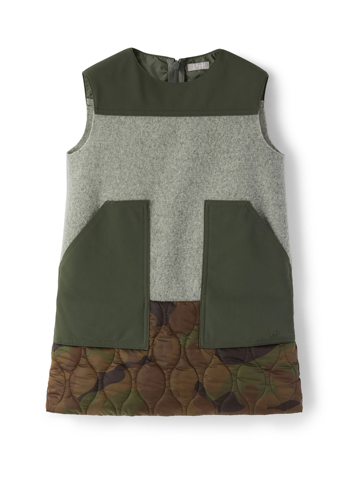 Girls | Patchwork Pinafore | Fir Green