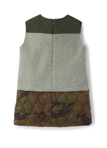 Girls | Patchwork Pinafore | Fir Green