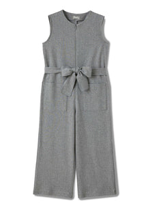 Girls | Pinstripe Jersey Onesie | Iron Grey