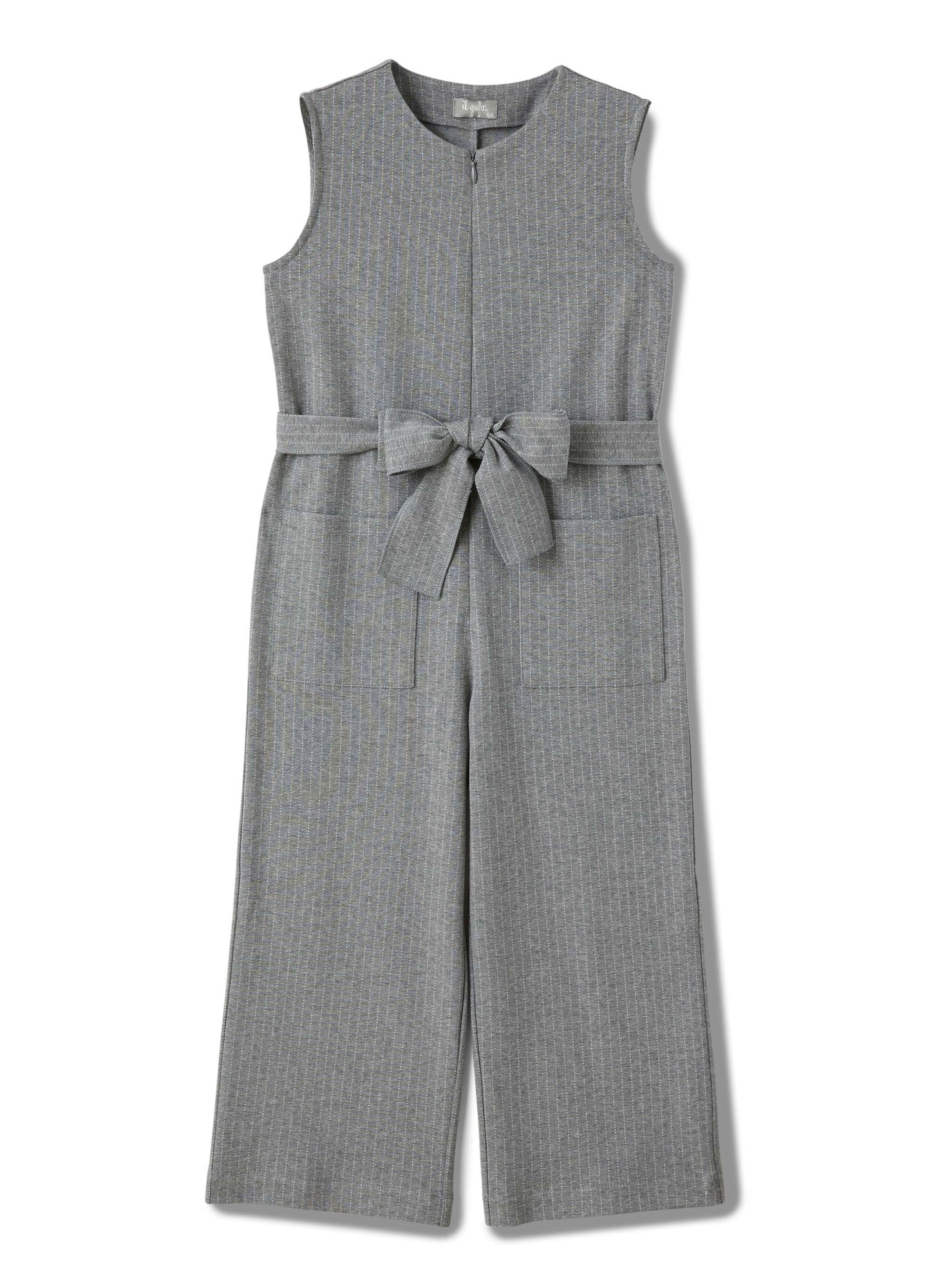 Girls | Pinstripe Jersey Onesie | Iron Grey