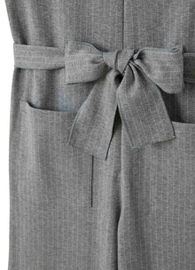 Girls | Pinstripe Jersey Onesie | Iron Grey