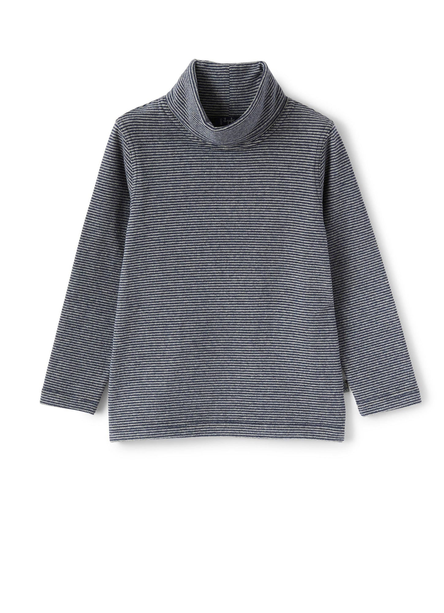 Boys | Striped Jersey Turtleneck T-Shirt | Blue Denim