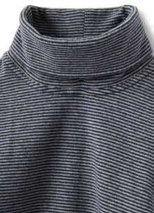 Boys | Striped Jersey Turtleneck T-Shirt | Blue Denim