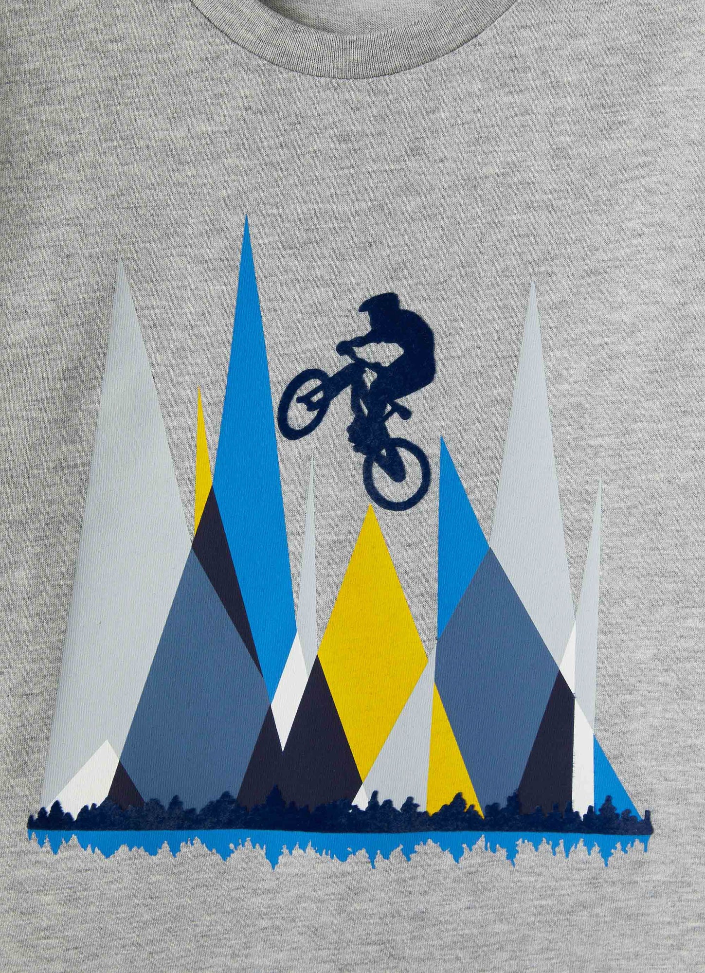 Boys | Cotton T-Shirt with Cyclist Print | Gray Air Force Blue