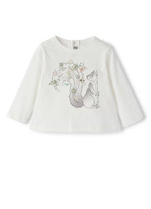 Girls | Squirrel Print Cotton T-Shirt | Milk Muschio
