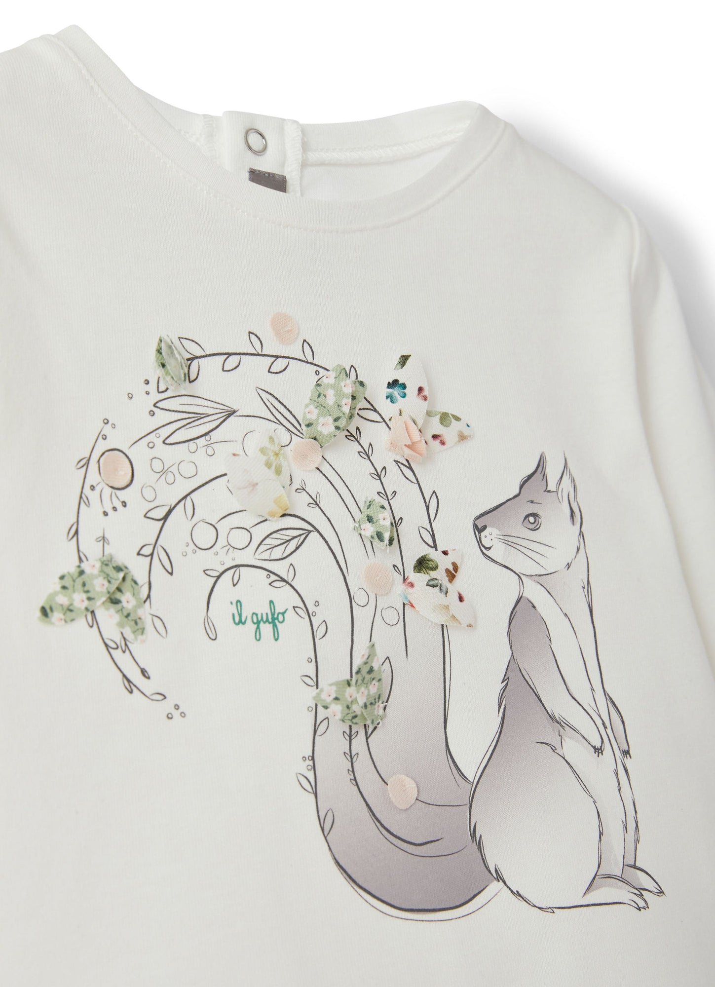 Girls | Squirrel Print Cotton T-Shirt | Milk Muschio