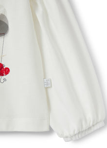 Girls | Farm Print Red Cotton T-Shirt | Milk Blue