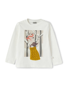 Girls | Little Girl with Sweater Print T-Shirt | Milk Crocus