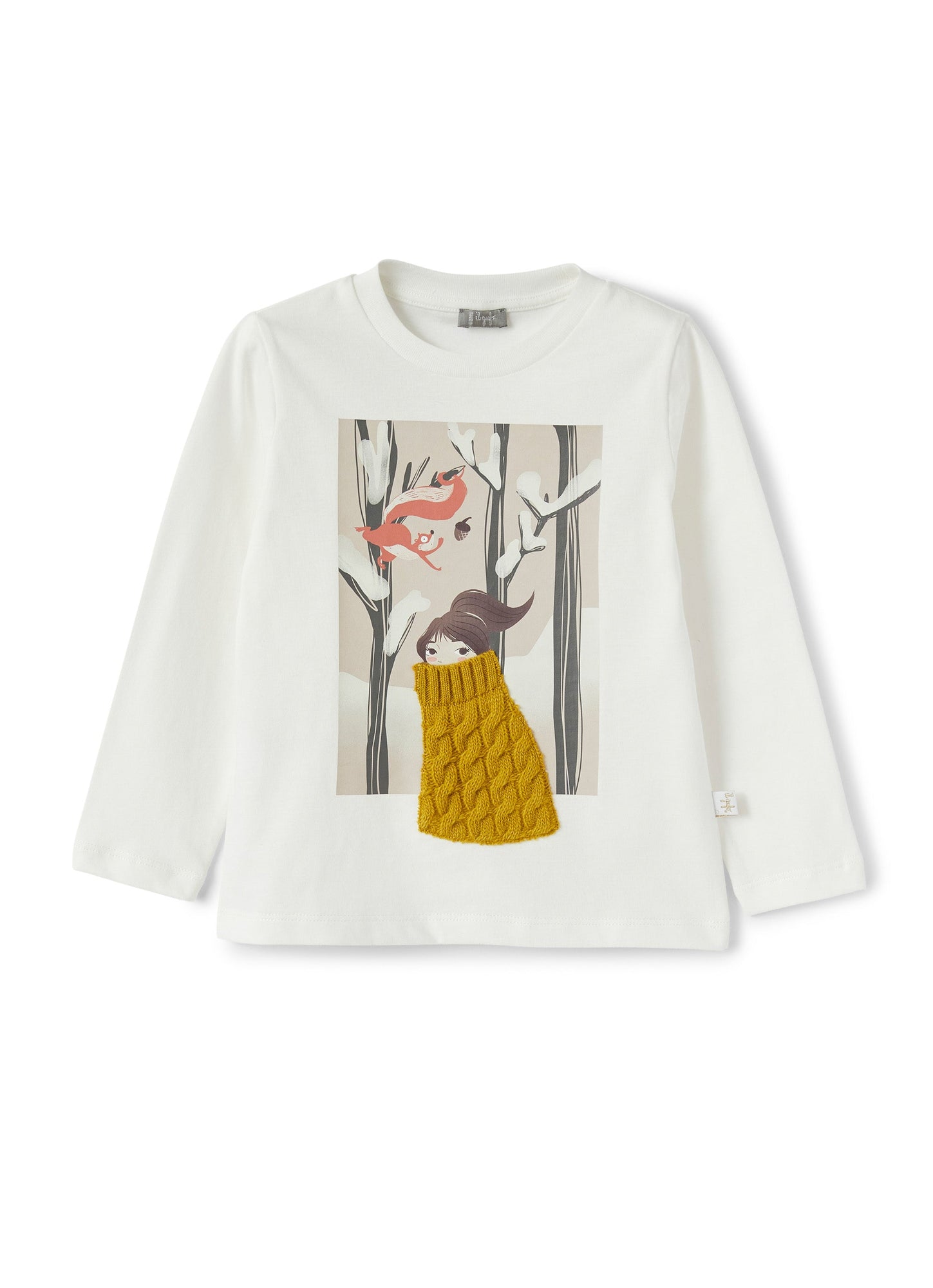 Girls | Little Girl with Sweater Print T-Shirt | Milk Crocus