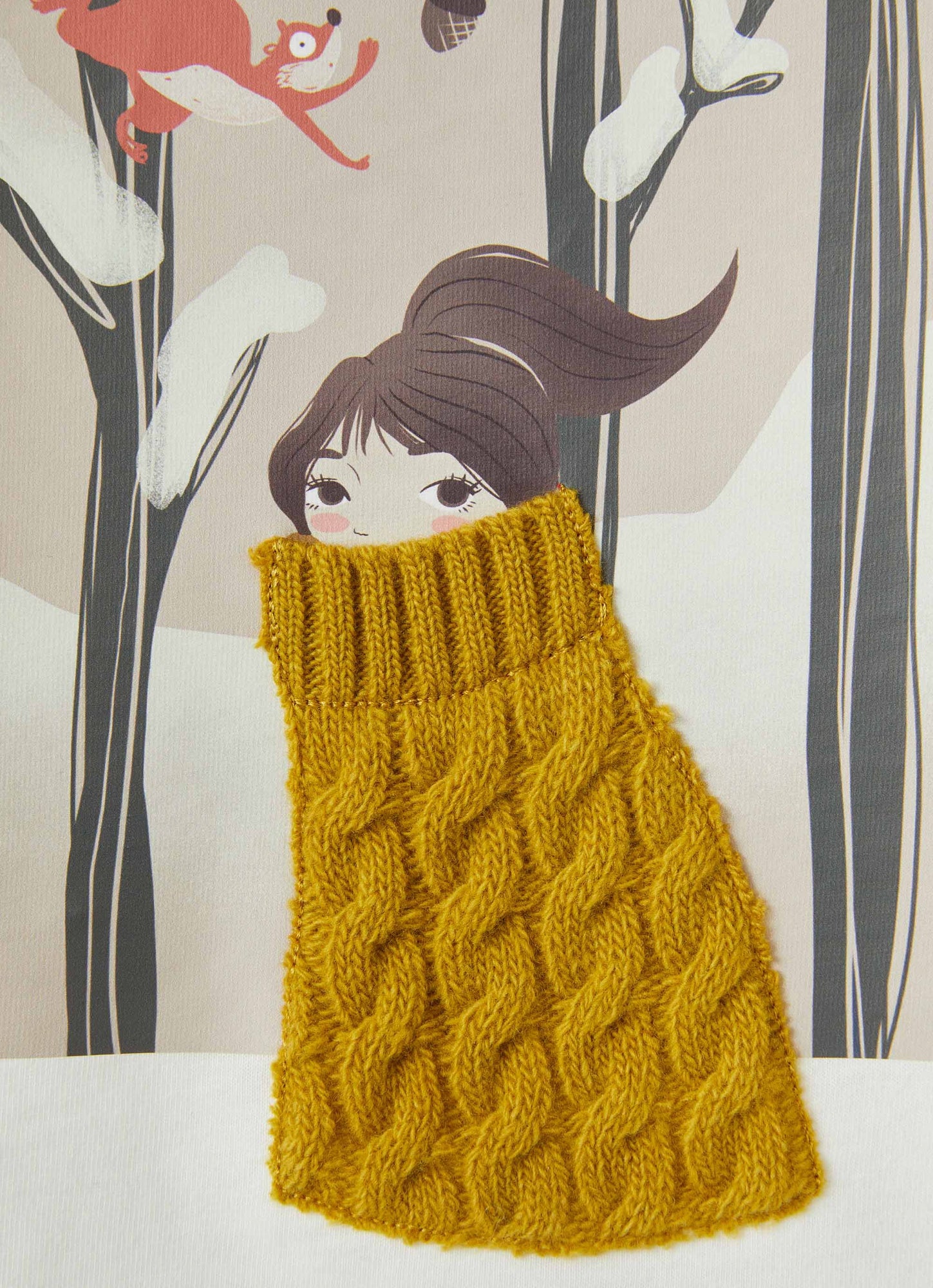 Girls | Little Girl with Sweater Print T-Shirt | Milk Crocus