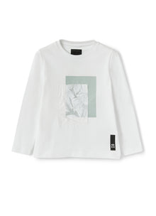 Girls | T-Shirt with Water and Nylon Print | White Sage