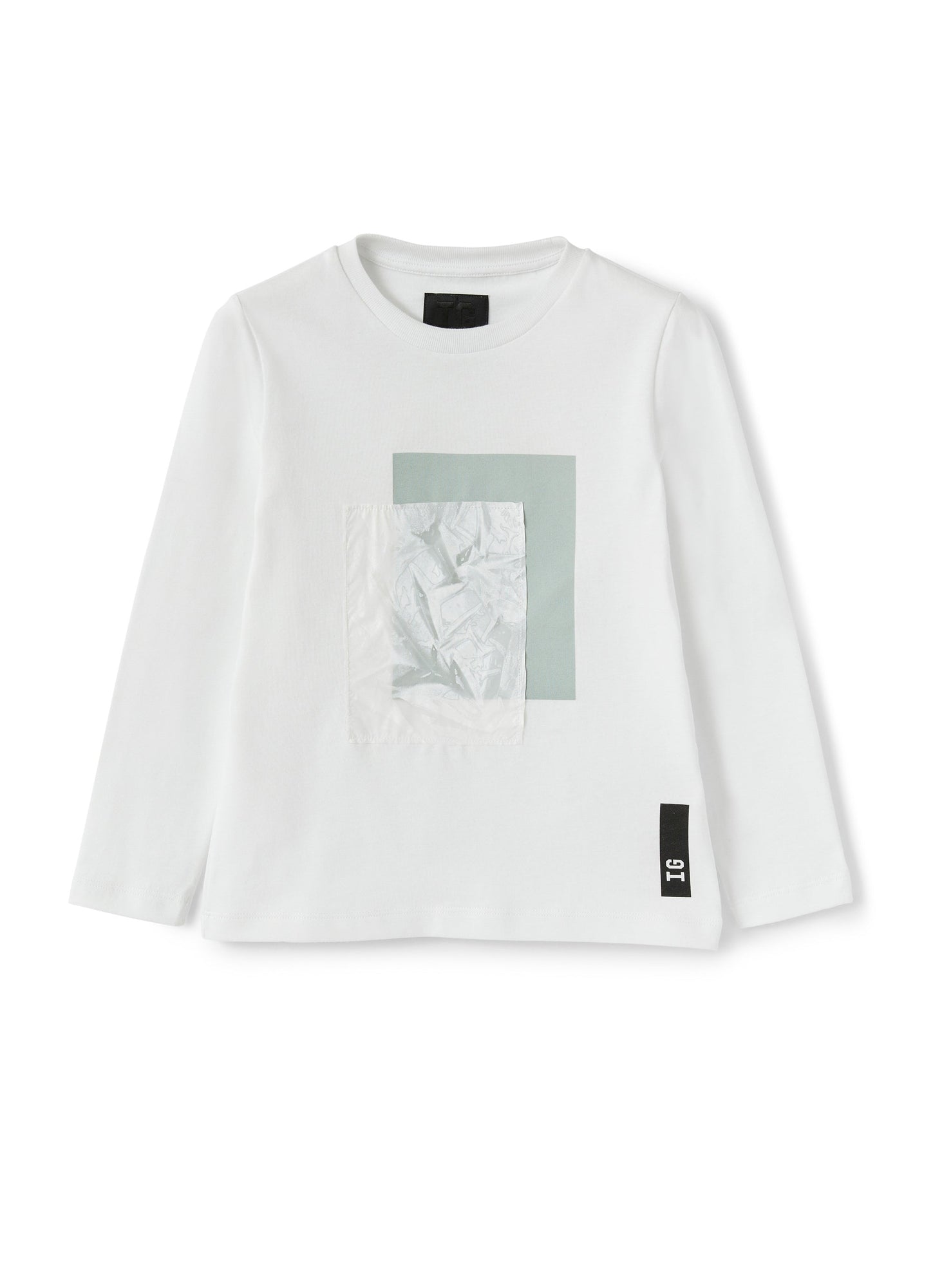 Girls | T-Shirt with Water and Nylon Print | White Sage