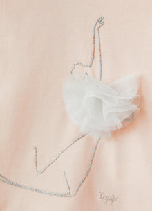 Girls | Skater Embroidery Cotton T-Shirt | Quarzo Pink White