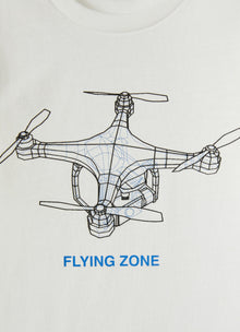 Boys | Drone Print Cotton T-Shirt | Milk Air Force Blue Chiaro