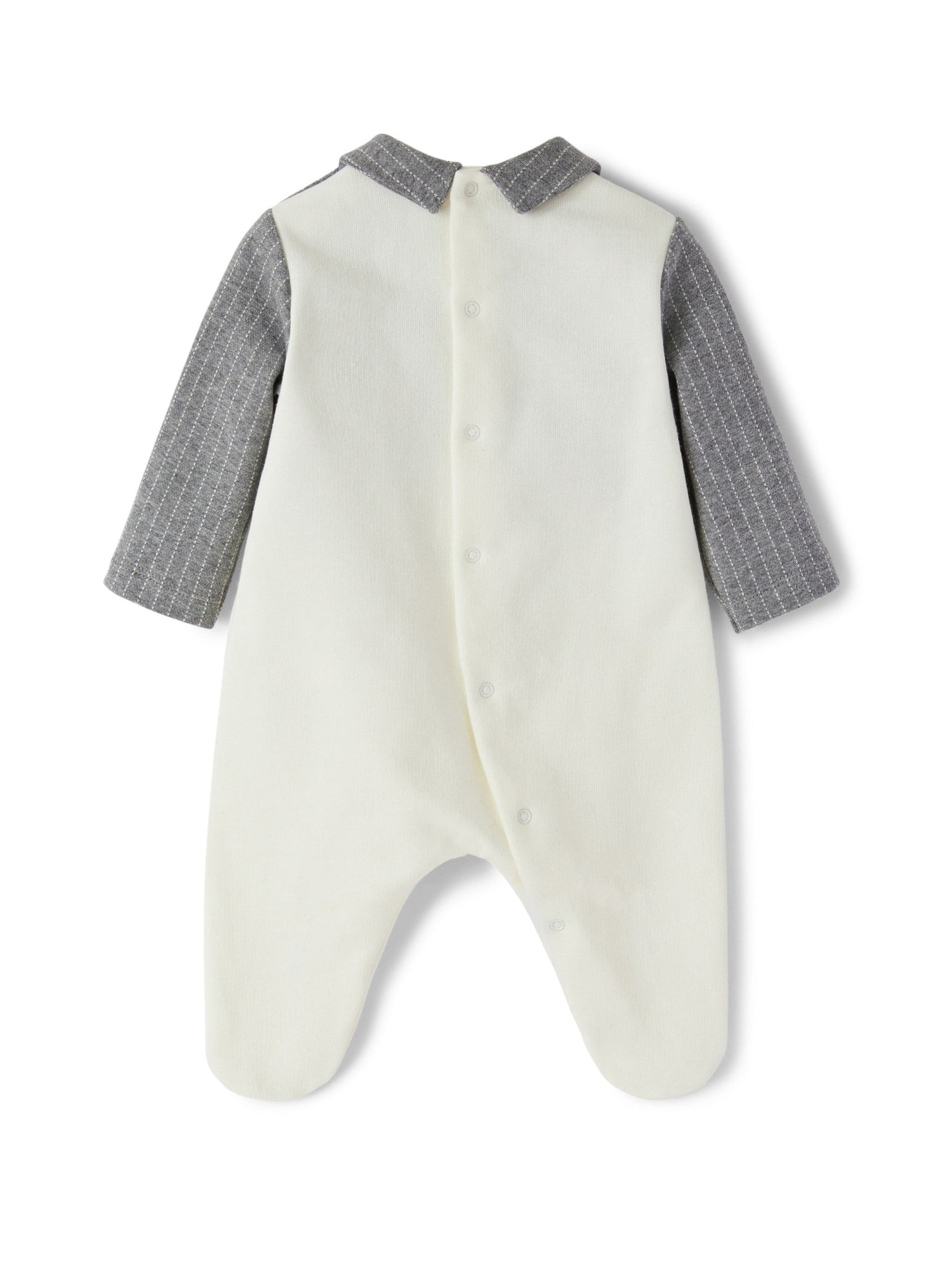 Baby Boys | Foot Onesie with Pinstripe Jacket | Milk Dark Grey