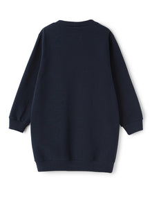 Girls | Dress with Applied Flowers | Blue Scuro Green Blue