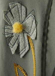 Girls | Dress with Applied Flowers | Oregano Green Green