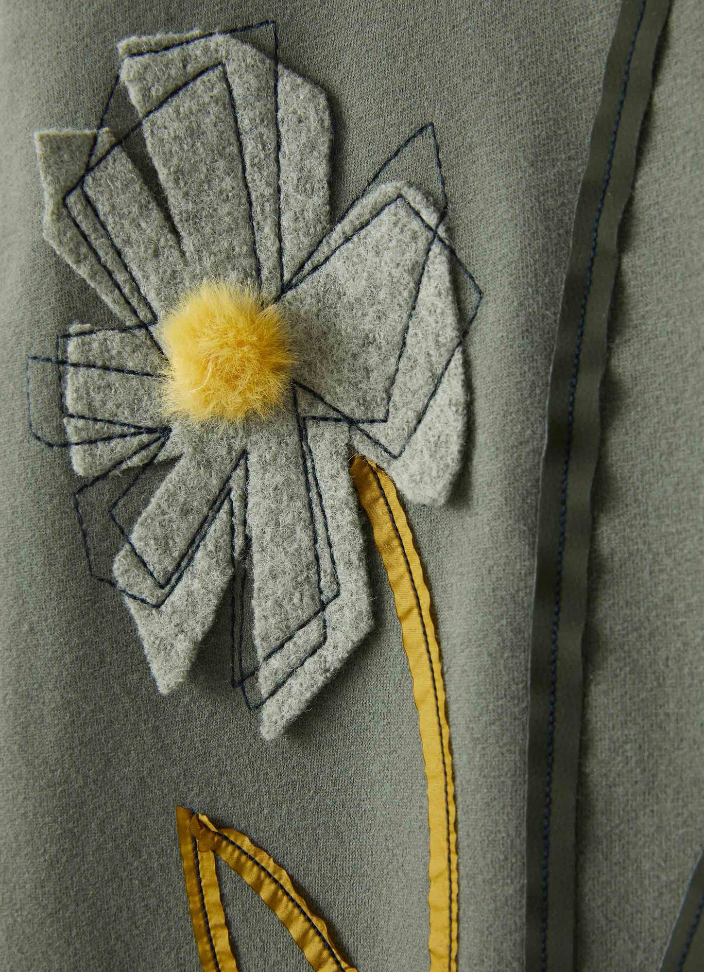 Girls | Dress with Applied Flowers | Oregano Green Green