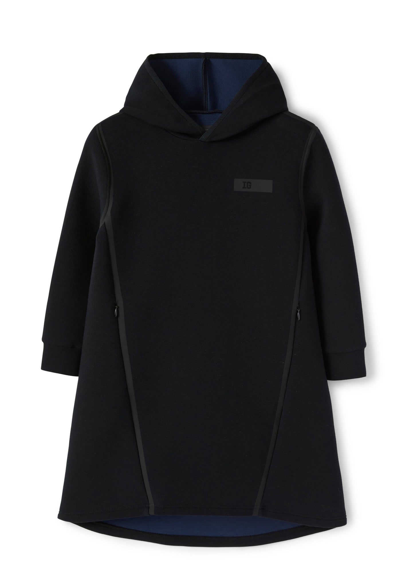 Girls | Bonded Dress with Hood | Black Black