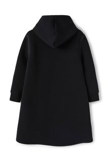 Girls | Bonded Dress with Hood | Black Black
