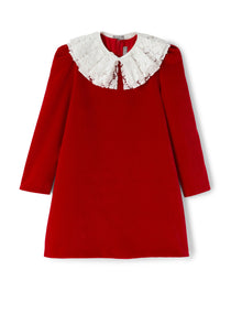Girls | Velvet Dress with Collar | Ciliegia