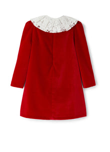 Girls | Velvet Dress with Collar | Ciliegia