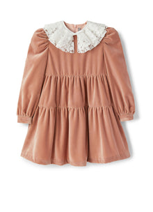 Girls | Velvet Flounced Dress | Himalaya