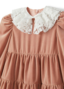 Girls | Velvet Flounced Dress | Himalaya