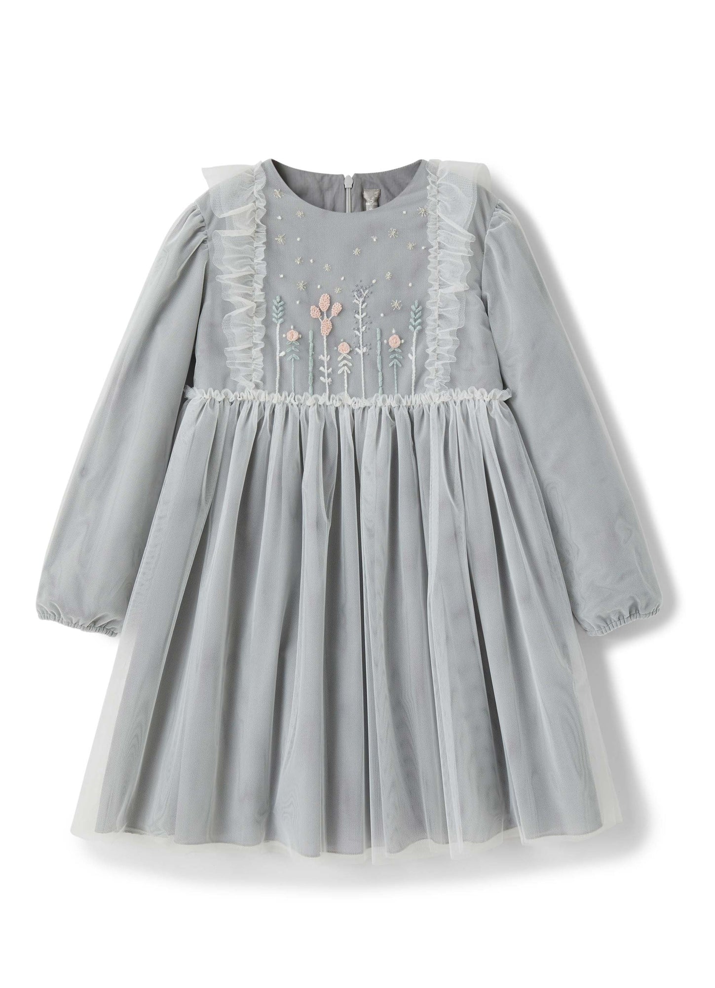 Girls | Tulle Dress with Hand Embroidery | Milk Lago