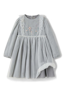 Girls | Tulle Dress with Hand Embroidery | Milk Lago