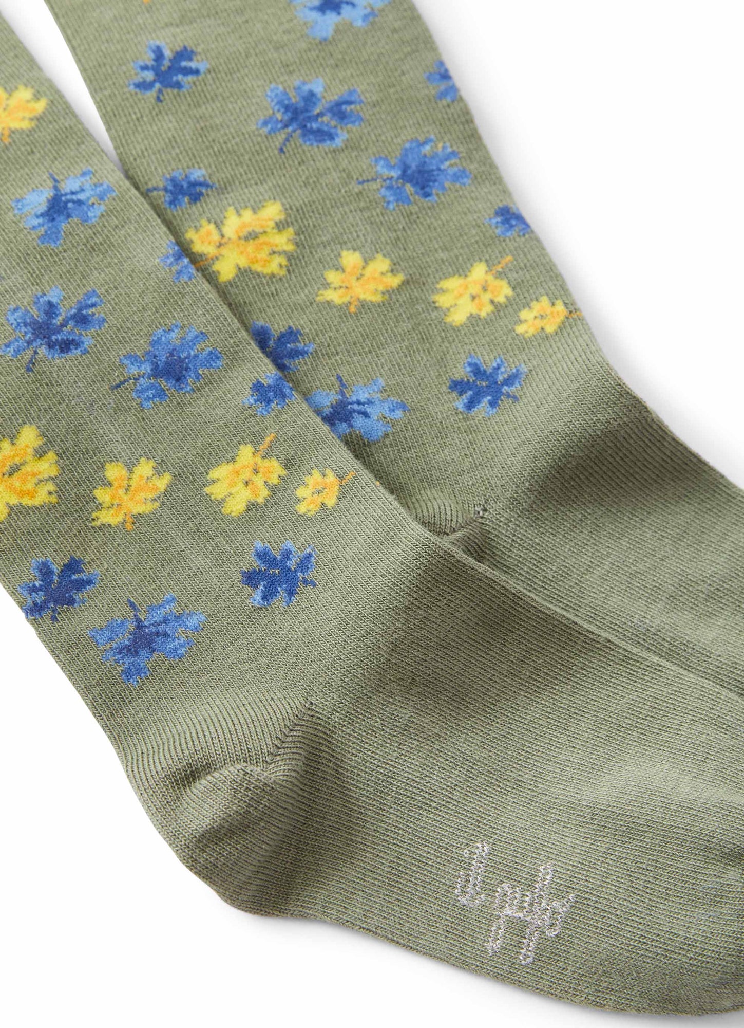 Girls | Cotton Tights with Flower | Green Corteccia