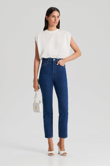 High Rise Straight Crop Jean | Washed Indigo